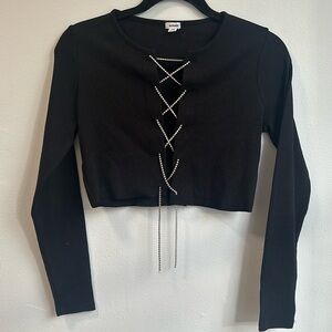 Garage Rhinestone Lace Up Cardigan Size S